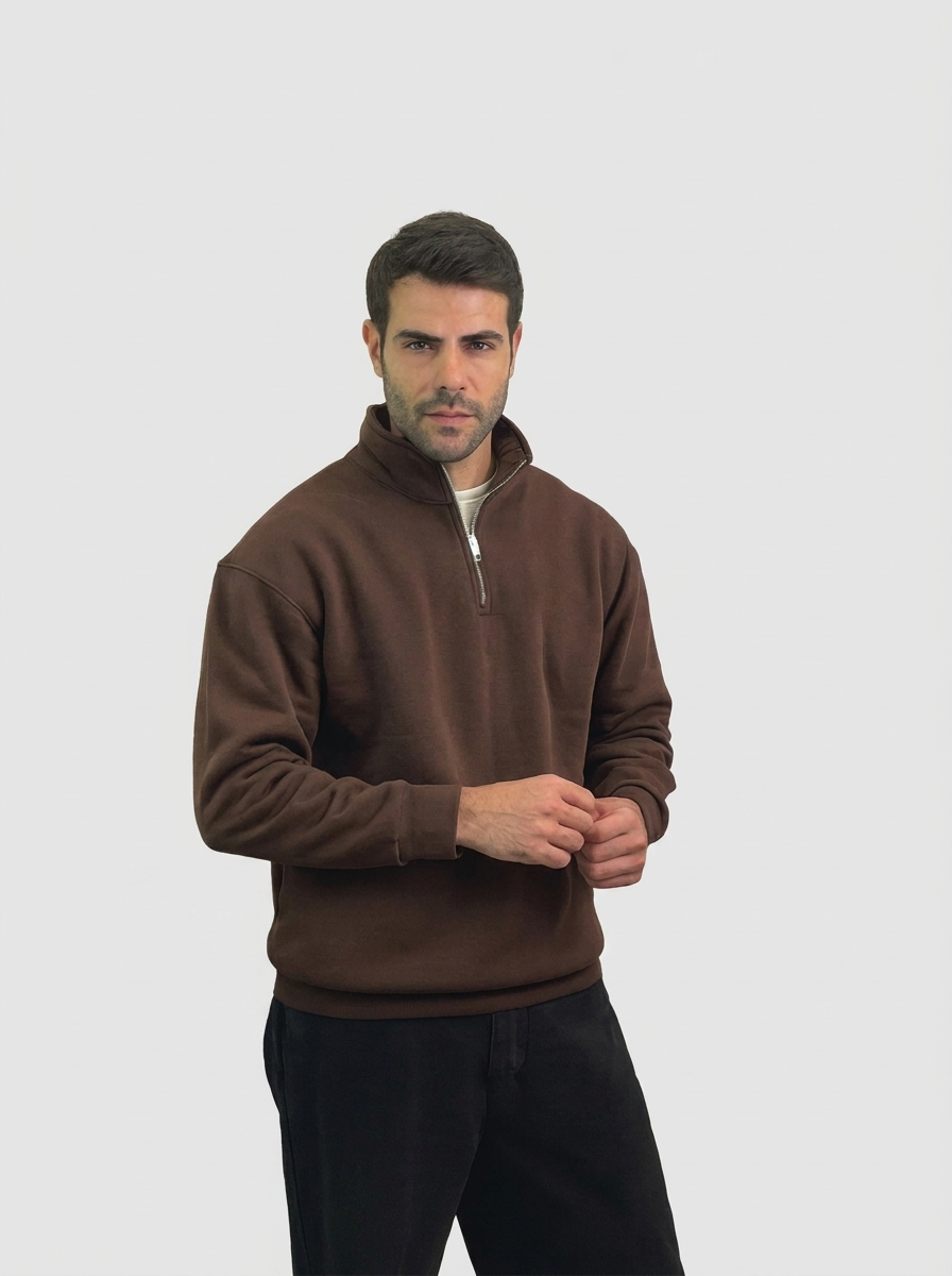 Plain Half-Zip Sweatshirt | سويت شيرت نص سوستة ساده 