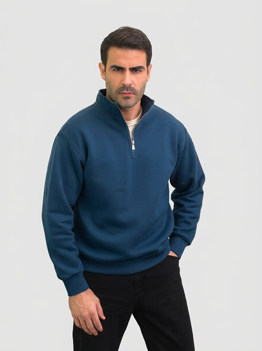 Plain Half-Zip Sweatshirt | سويت شيرت نص سوستة ساده 