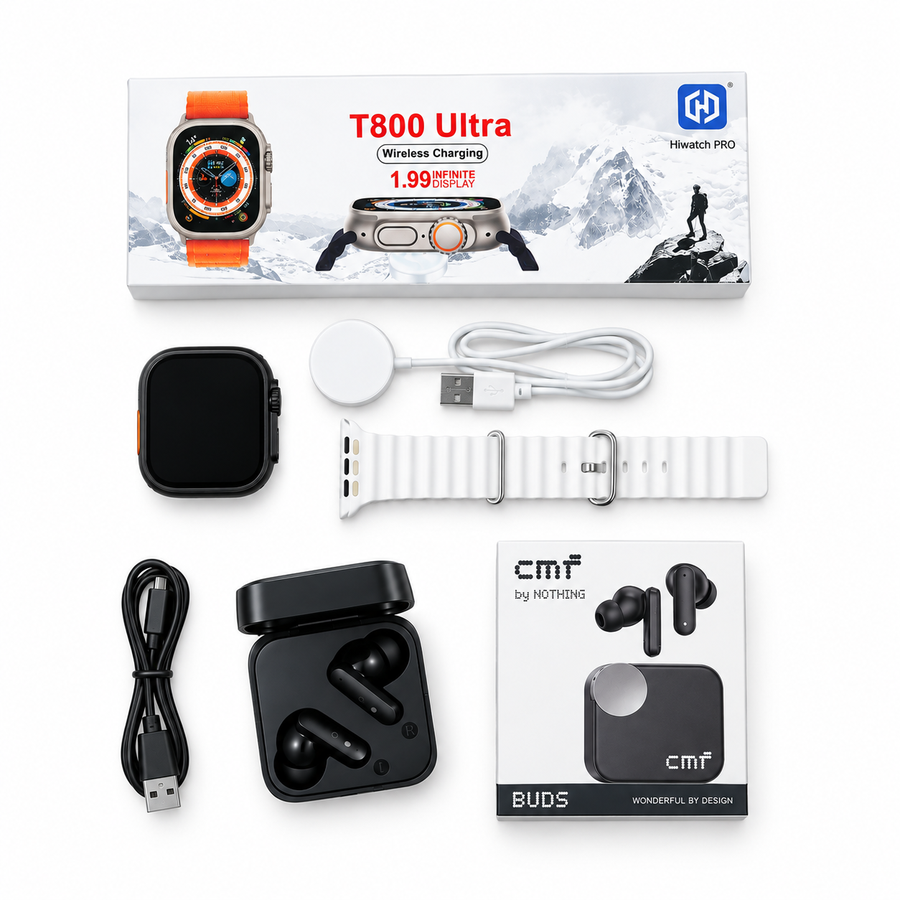 عرض ساعة T800 Ultra الذكية وسماعة CMF High Copy اللاسلكية