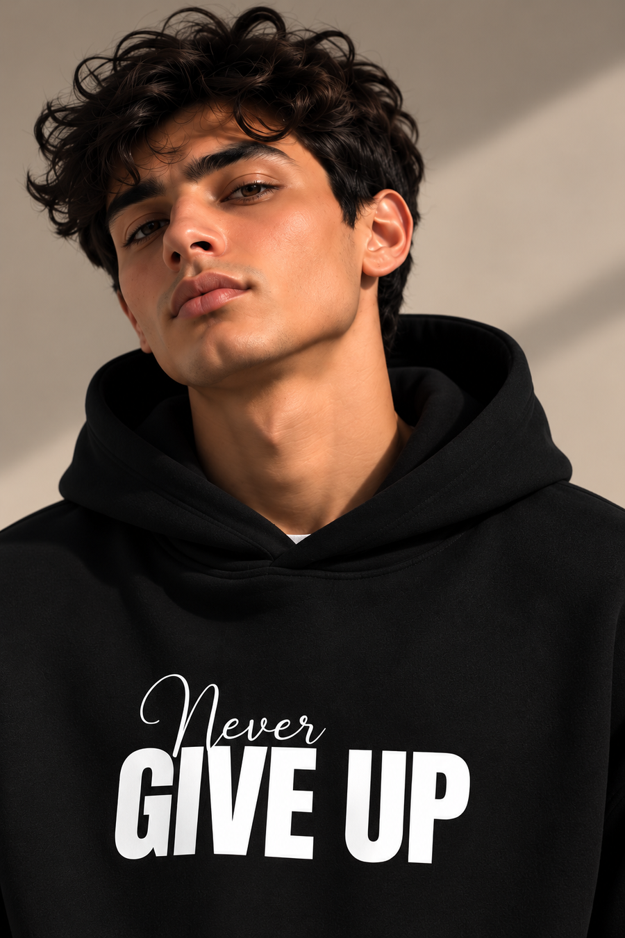 Never Give Up Hoodie – Black