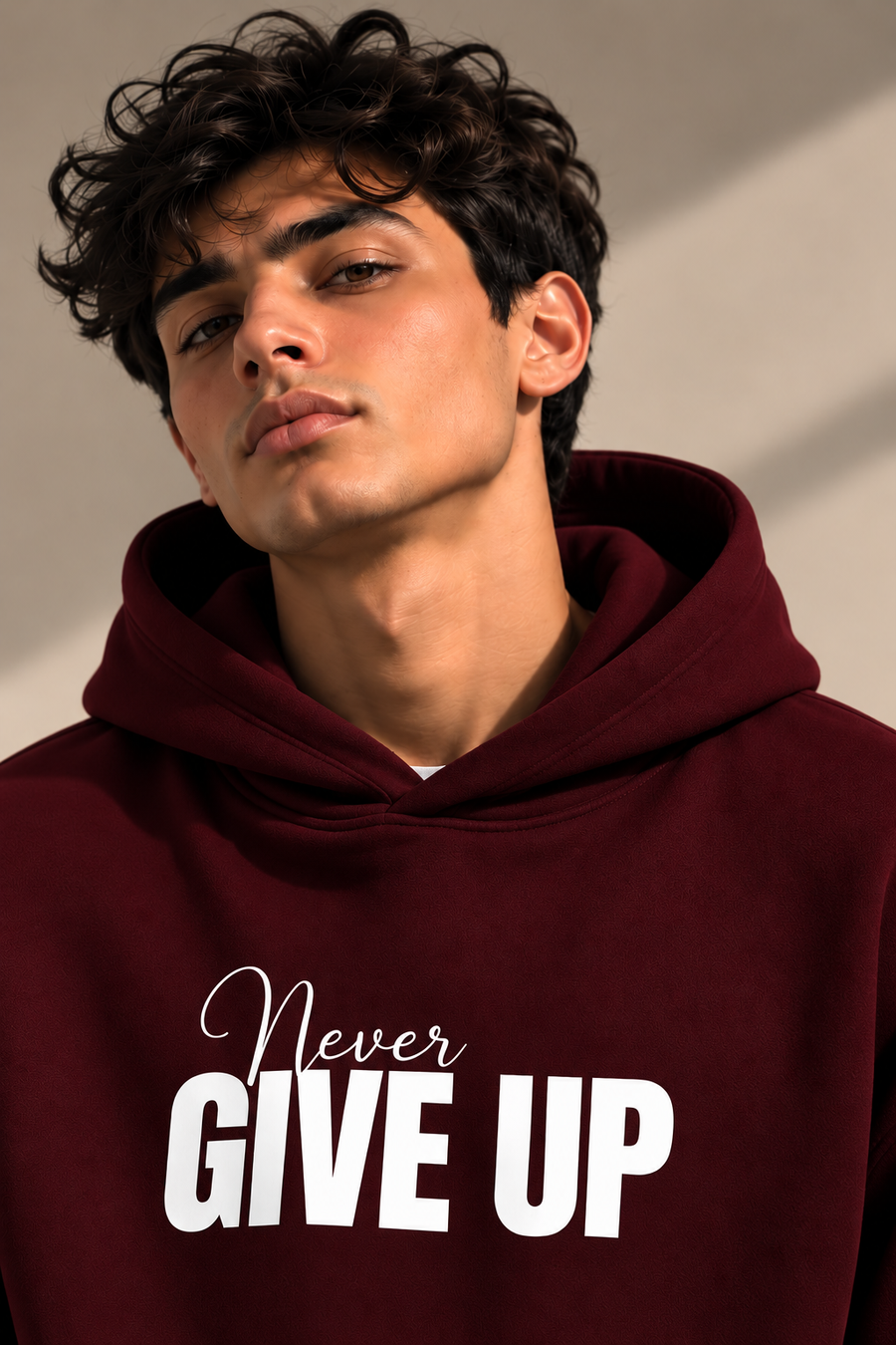 Never Give Up Hoodie – Burgundy
