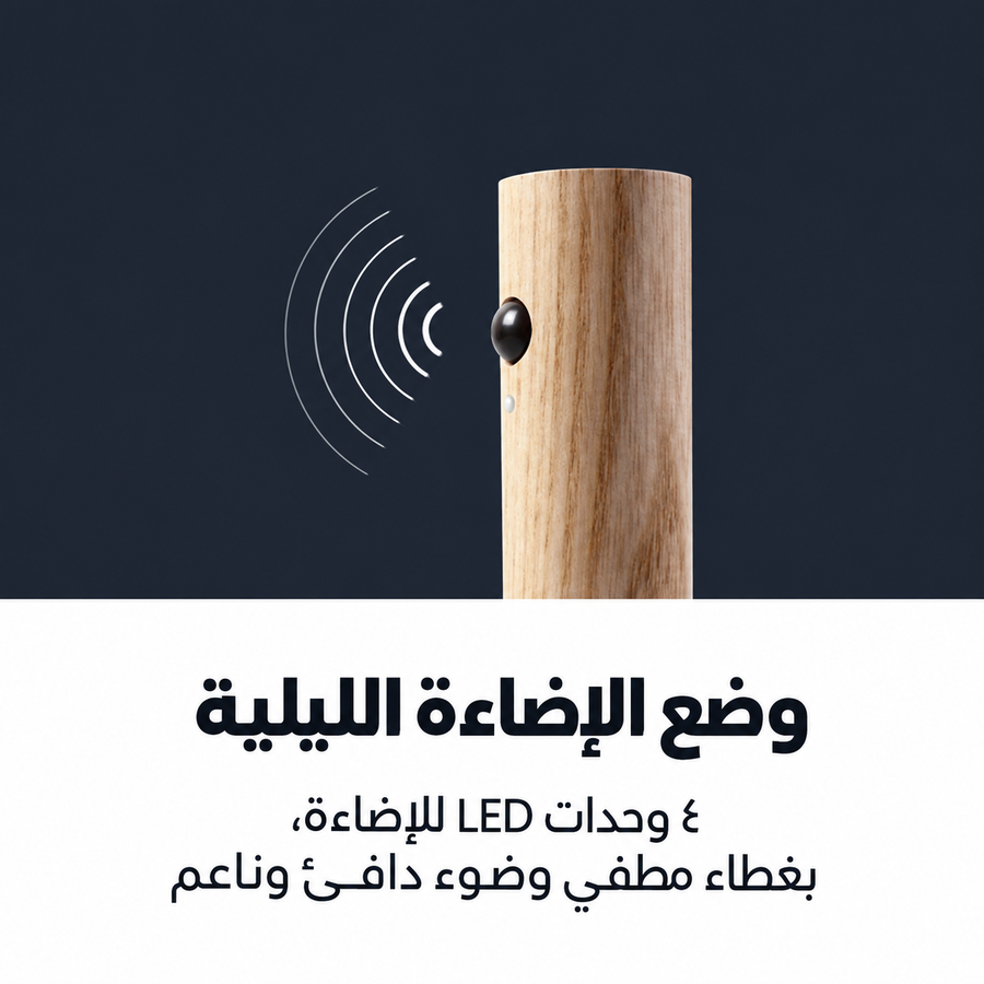 طقم 2 كشاف LED خشبي مغناطيسي بحساس حركة – قابل للشحن وإضاءة مستمرة