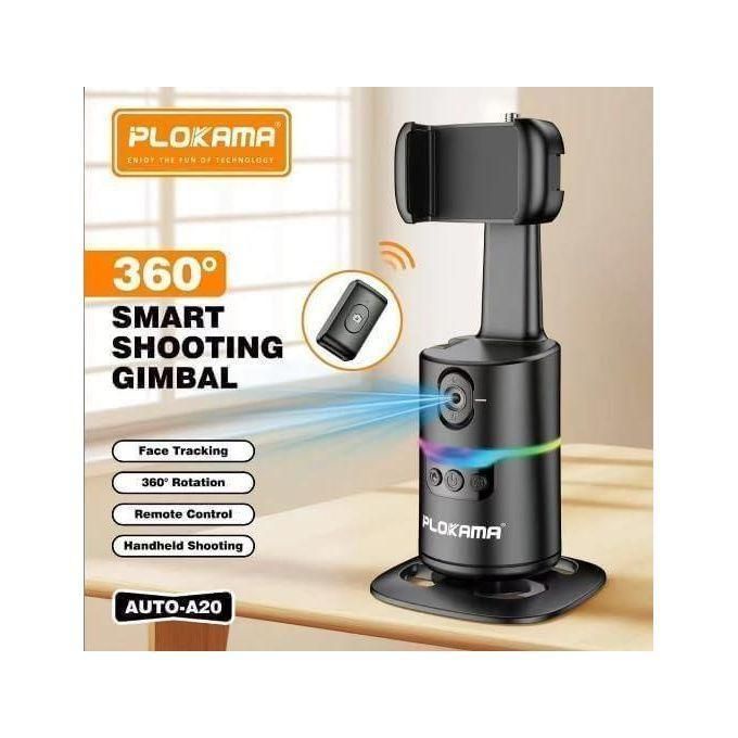 حامل موبايل ذكي PLOKAMA AUTO-A20 بتتبع الوجه 360° وريموت تحكم بلوتوث - افضل جيمبل لتصوير الفيديوهات، اللايف، وصناعة المحتوى