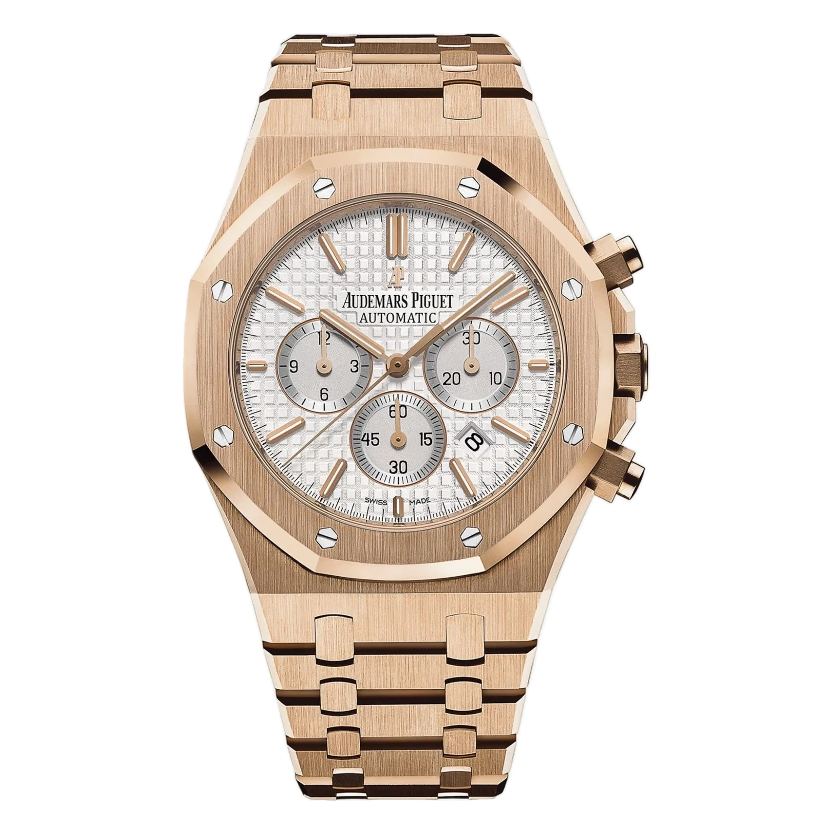Audemars Piguet Watch For Men - Royal Oak Selfwinding Chronograph, Rose Gold, White Dial
