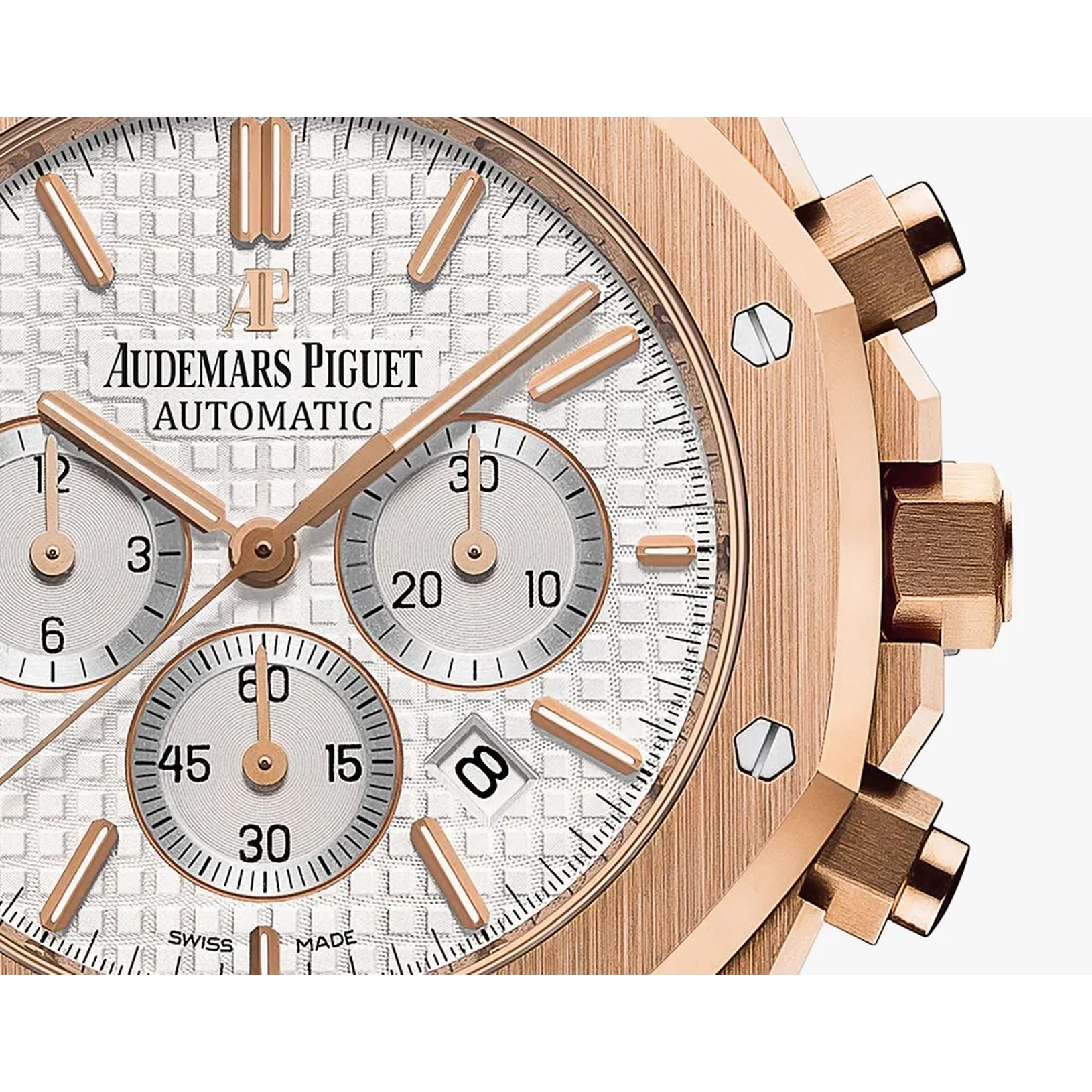 Audemars Piguet Watch For Men - Royal Oak Selfwinding Chronograph, Rose Gold, White Dial