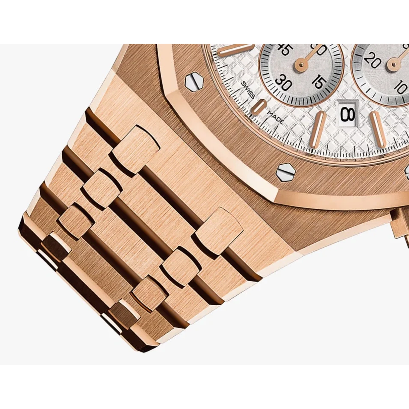 Audemars Piguet Watch For Men - Royal Oak Selfwinding Chronograph, Rose Gold, White Dial