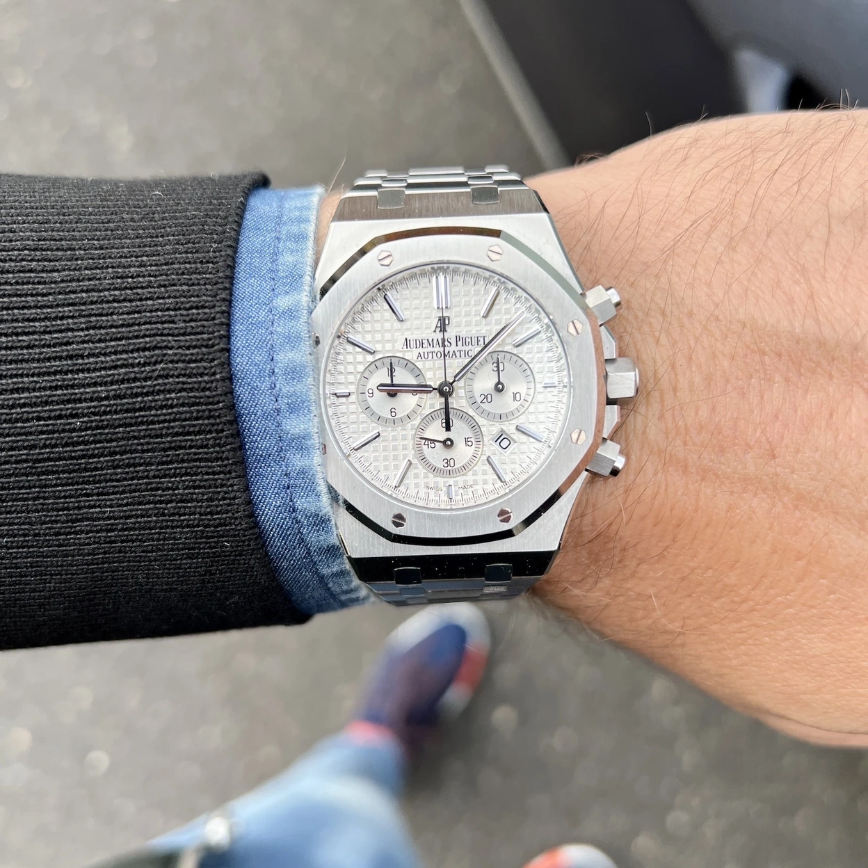 Audemars Piguet Watch For Men - Royal Oak Selfwinding Chronograph, Steel, White Dial