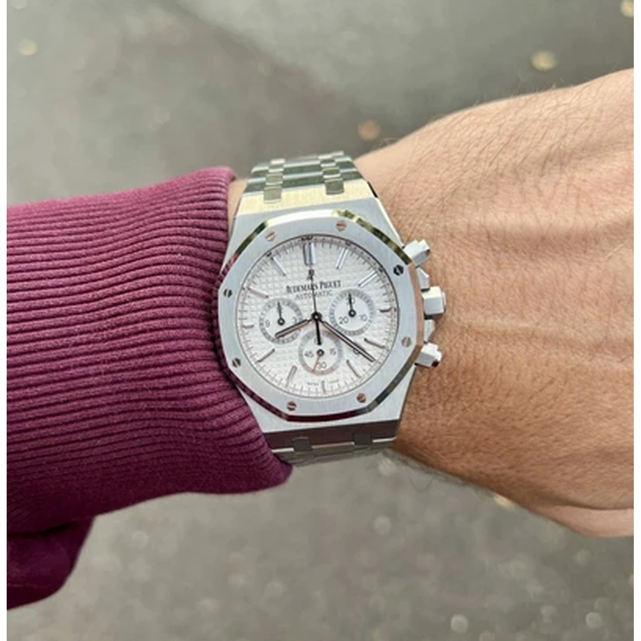 Audemars Piguet Watch For Men - Royal Oak Selfwinding Chronograph, Steel, White Dial