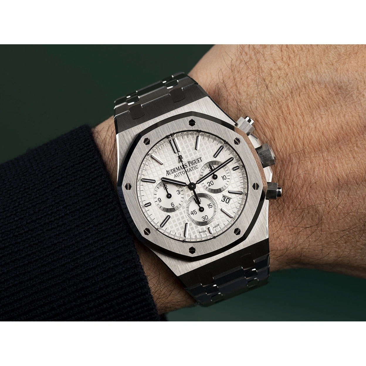Audemars Piguet Watch For Men - Royal Oak Selfwinding Chronograph, Steel, White Dial