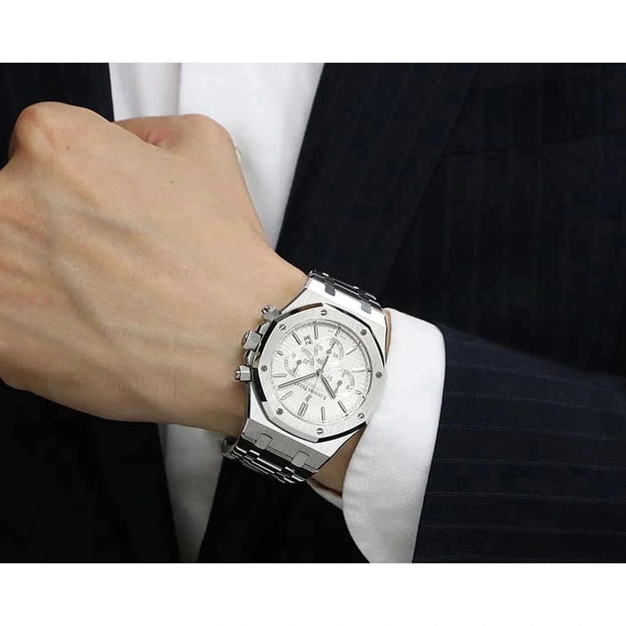 Audemars Piguet Watch For Men - Royal Oak Selfwinding Chronograph, Steel, White Dial