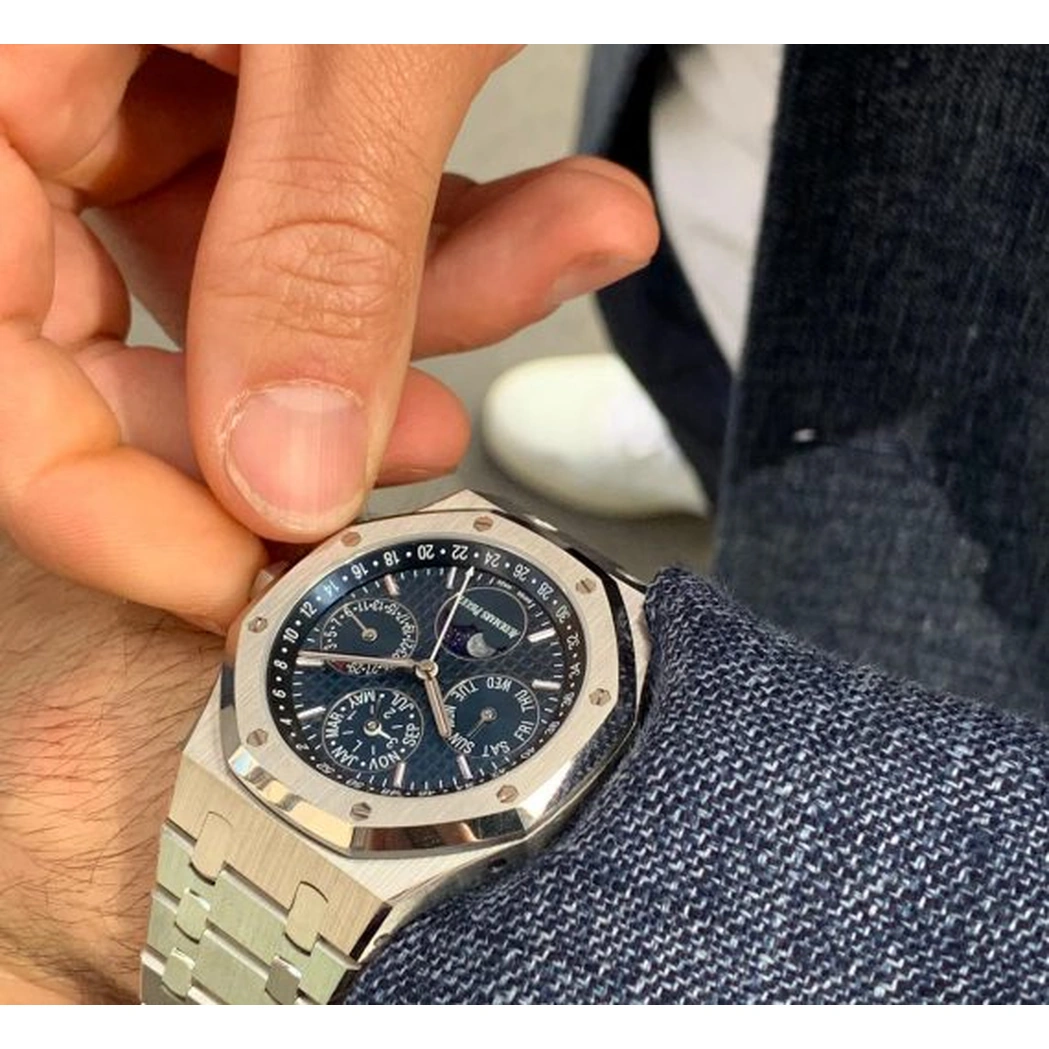 Audemars Piguet Watch For Men - Royal Oak Selfwinding Perpetual Calendar, Steel, Blue Dial