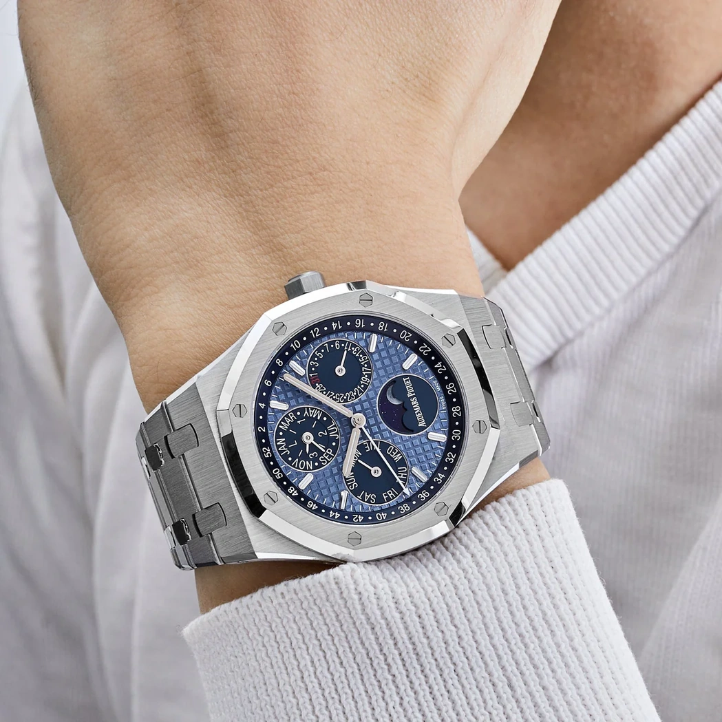 Audemars Piguet Watch For Men - Royal Oak Selfwinding Perpetual Calendar, Steel, Blue Dial