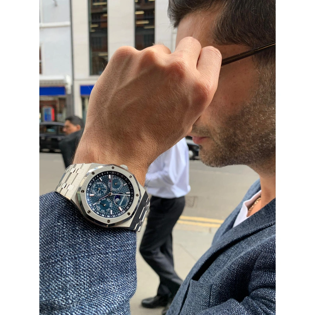 Audemars Piguet Watch For Men - Royal Oak Selfwinding Perpetual Calendar, Steel, Blue Dial