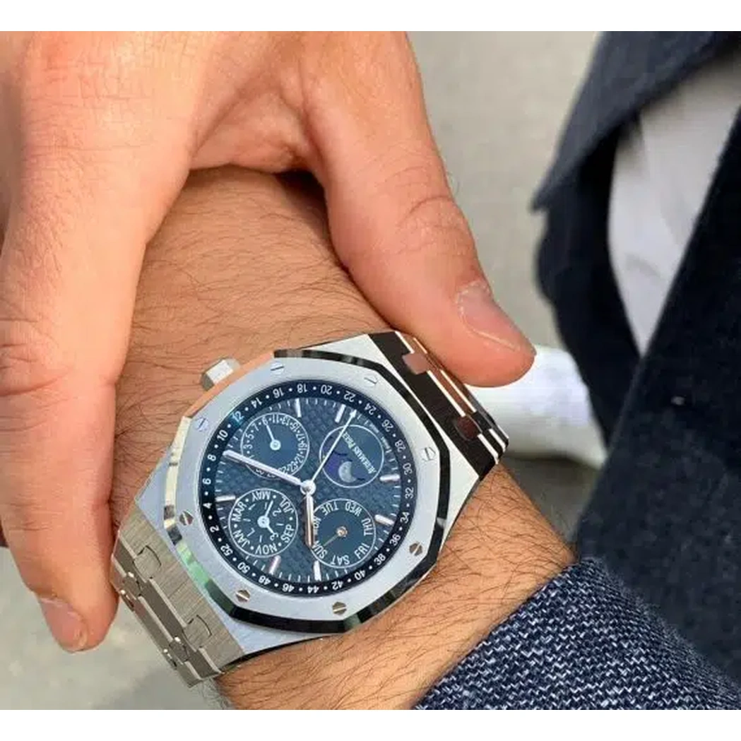 Audemars Piguet Watch For Men - Royal Oak Selfwinding Perpetual Calendar, Steel, Blue Dial