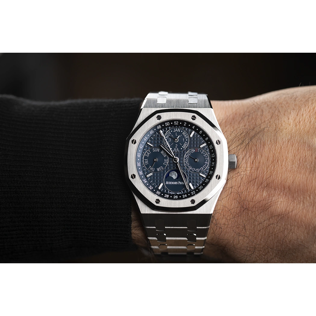 Audemars Piguet Watch For Men - Royal Oak Selfwinding Perpetual Calendar, Steel, Blue Dial