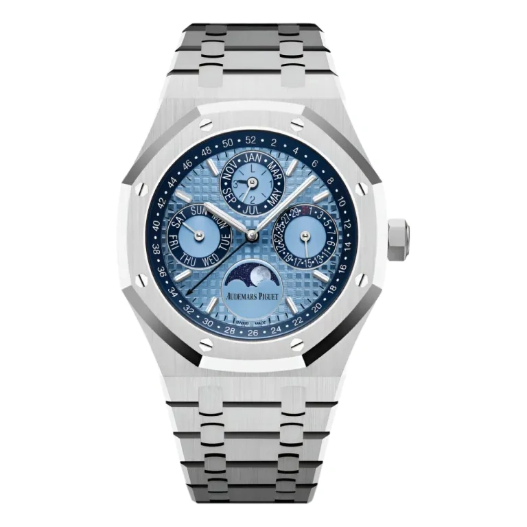 Audemars Piguet Watch For Men - Royal Oak Selfwinding Prepetual Calendar, Steel, Baby Blue Dial