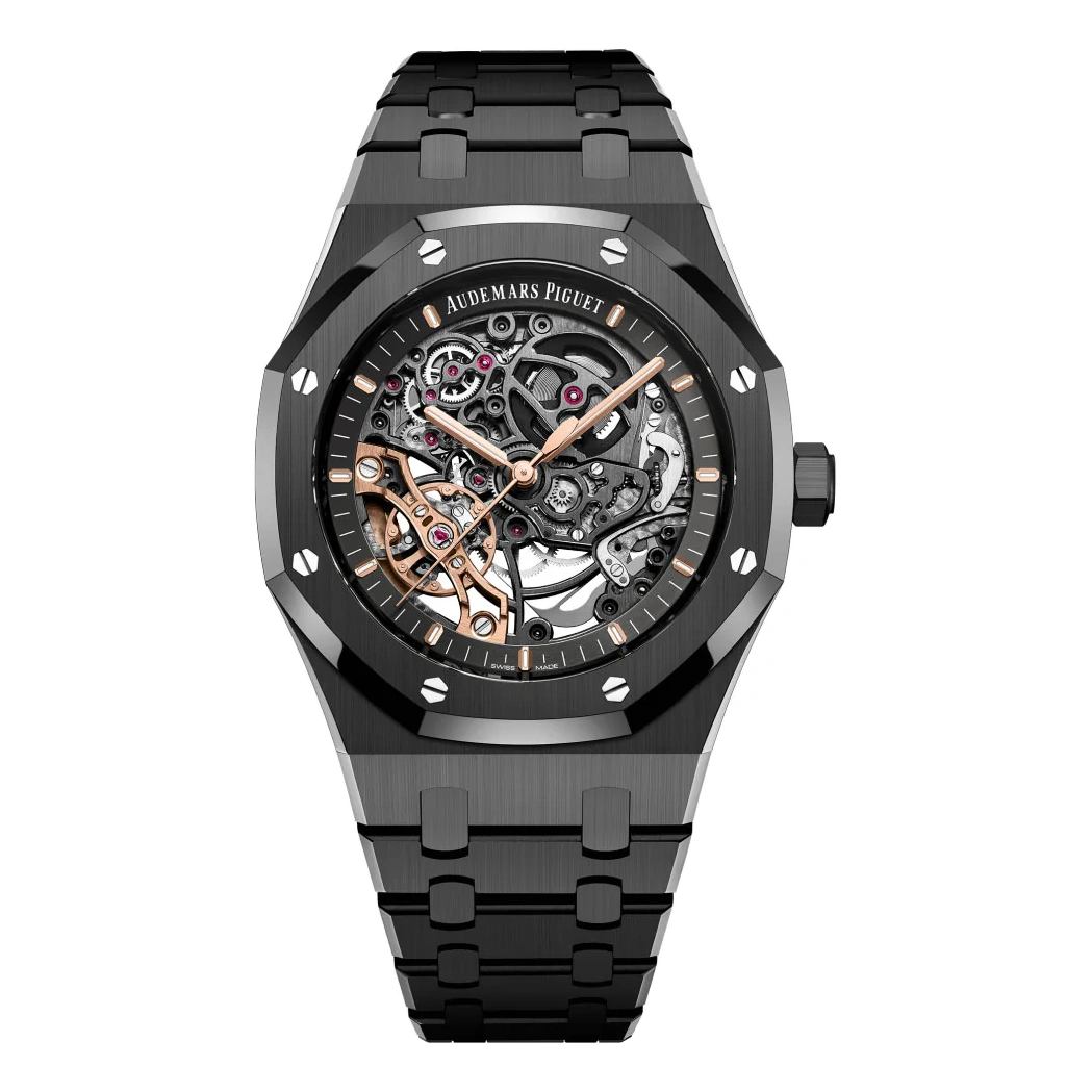 Audemars Piguet Watch For Men - Royal Oak Double Balance Wheel Openworked, Black Ceramic