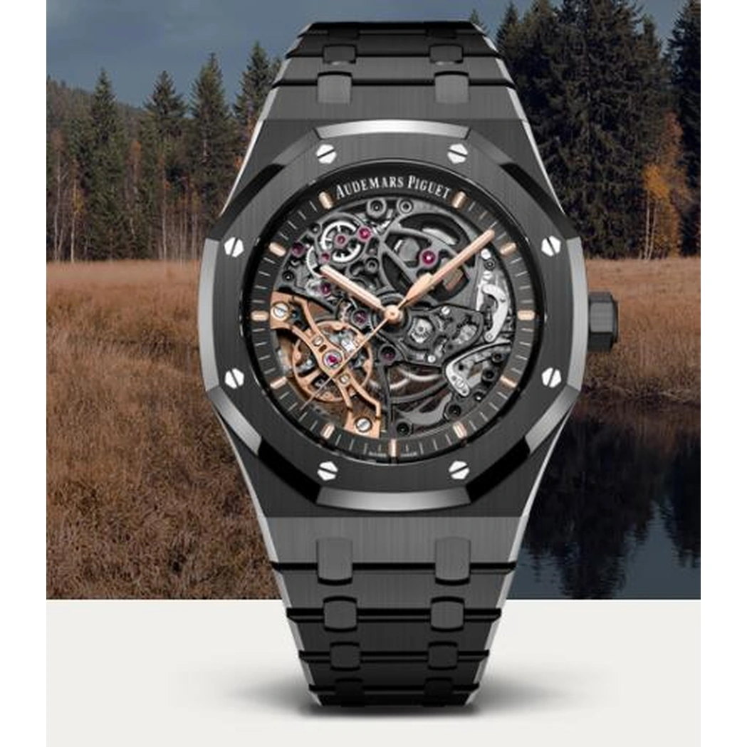 Audemars Piguet Watch For Men - Royal Oak Double Balance Wheel Openworked, Black Ceramic