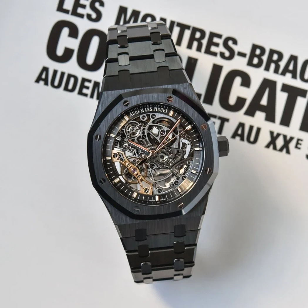 Audemars Piguet Watch For Men - Royal Oak Double Balance Wheel Openworked, Black Ceramic
