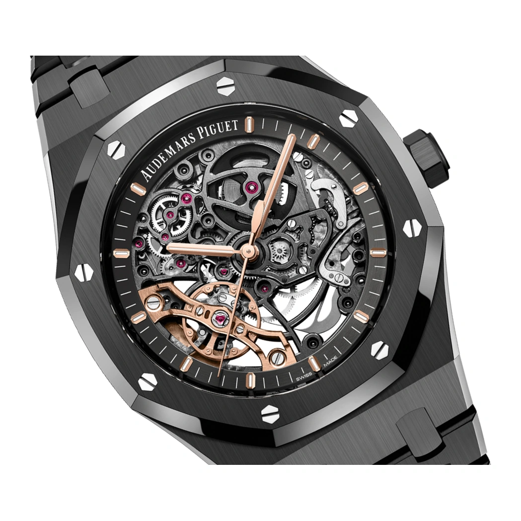 Audemars Piguet Watch For Men - Royal Oak Double Balance Wheel Openworked, Black Ceramic
