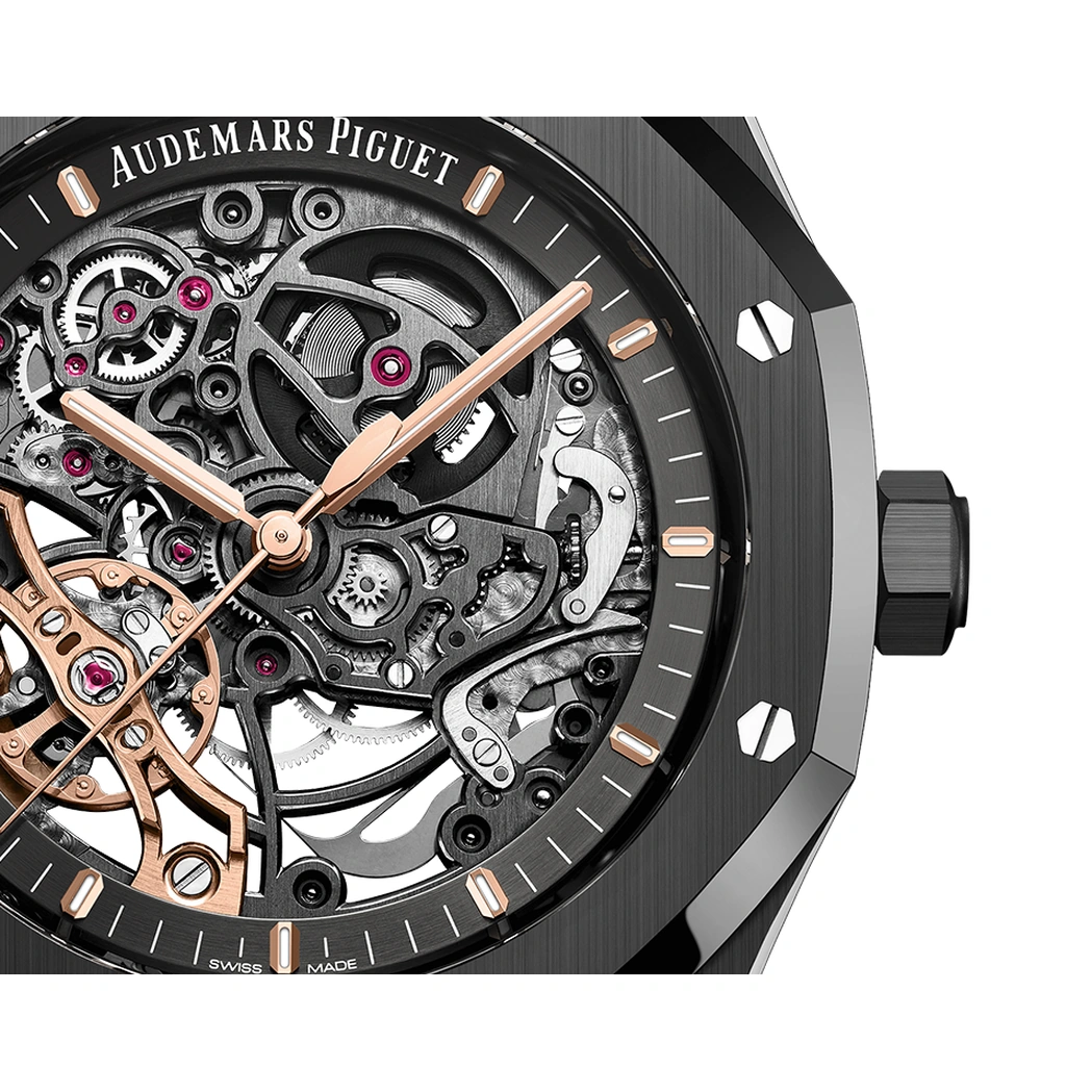 Audemars Piguet Watch For Men - Royal Oak Double Balance Wheel Openworked, Black Ceramic