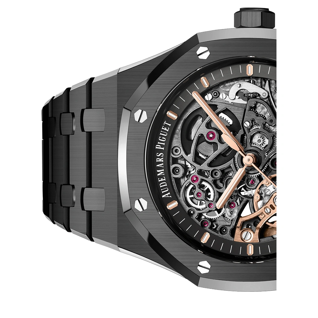 Audemars Piguet Watch For Men - Royal Oak Double Balance Wheel Openworked, Black Ceramic