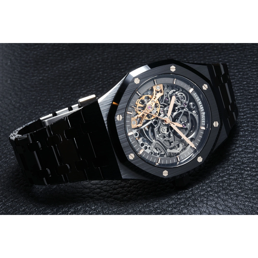 Audemars Piguet Watch For Men - Royal Oak Double Balance Wheel Openworked, Black Ceramic