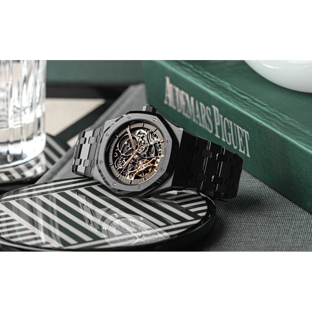 Audemars Piguet Watch For Men - Royal Oak Double Balance Wheel Openworked, Black Ceramic