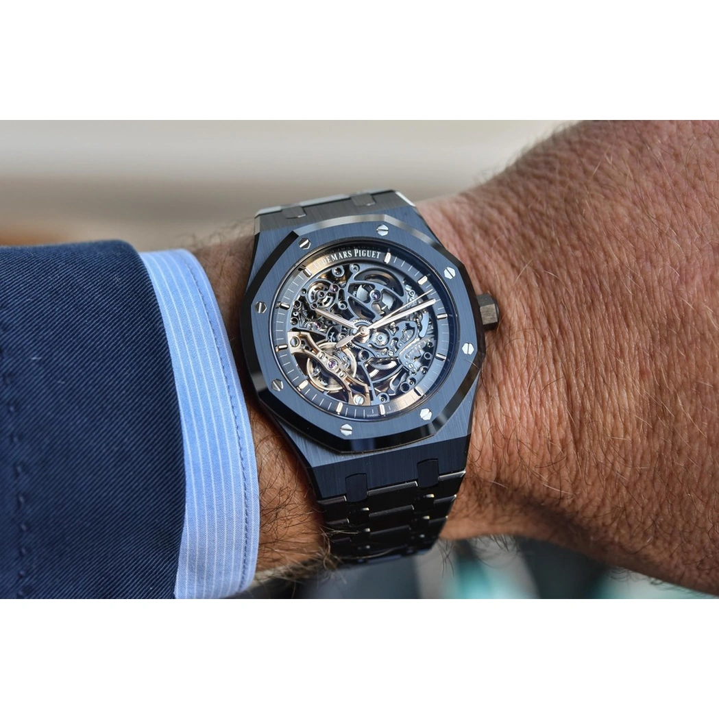 Audemars Piguet Watch For Men - Royal Oak Double Balance Wheel Openworked, Black Ceramic