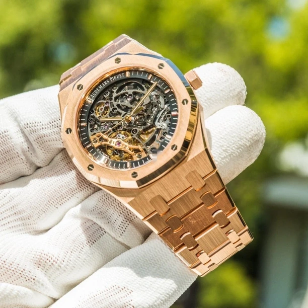 Audemars Piguet Watch For Men - Royal Oak Double Balance Wheel Openworked, Rose Gold