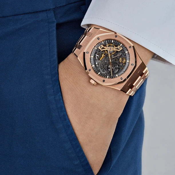 Audemars Piguet Watch For Men - Royal Oak Double Balance Wheel Openworked, Rose Gold