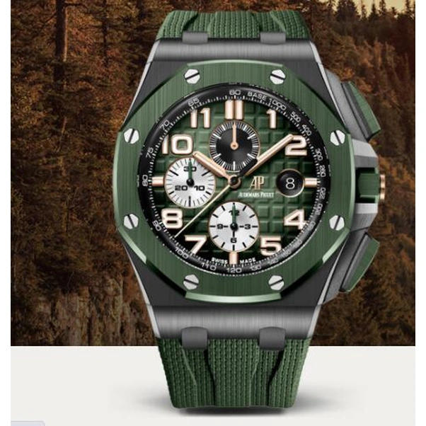 Audemars Piguet Watch For Men - Royal Oak Offshore Chronograph, Black Ceramic, Blue Dial