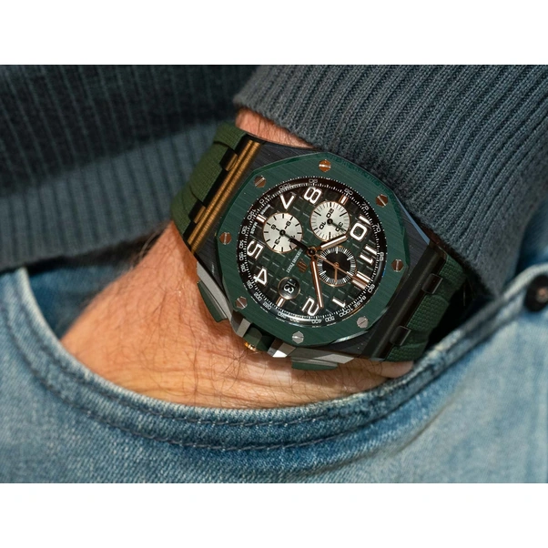 Audemars Piguet Watch For Men - Royal Oak Offshore Chronograph, Black Ceramic, Blue Dial