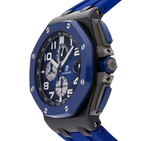 Audemars Piguet Watch For Men - Royal Oak Offshore Chronograph, Black-Blue Ceramic, Blue Dial