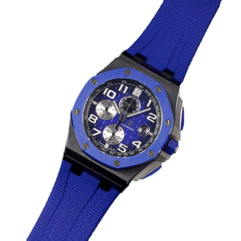Audemars Piguet Watch For Men - Royal Oak Offshore Chronograph, Black-Blue Ceramic, Blue Dial