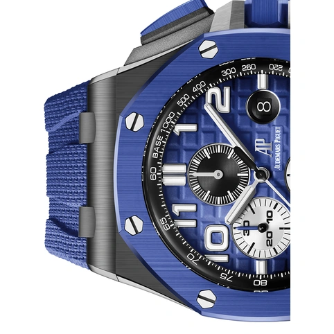 Audemars Piguet Watch For Men - Royal Oak Offshore Chronograph, Black-Blue Ceramic, Blue Dial