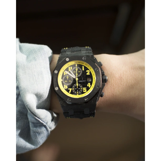 Audemars Piguet Watch For Men - Royal Oak Offshore Chronograph, Forged Carbon, Black Dial