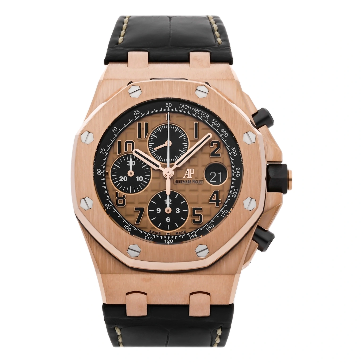 Audemars Piguet Watch For Men - Royal Oak Offshore Chronograph, Rose Gold on Alligator Strap