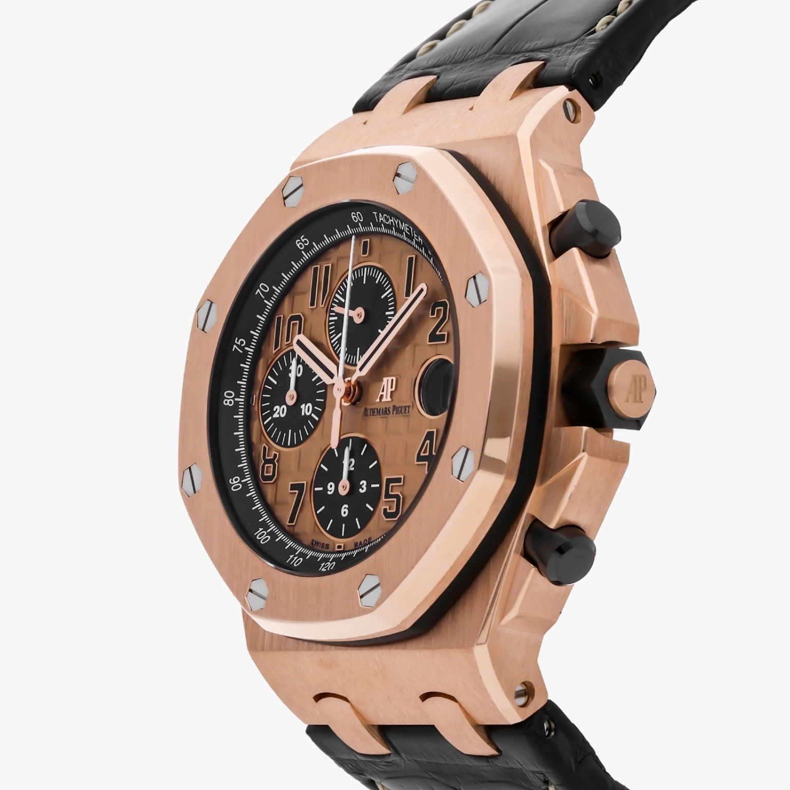 Audemars Piguet Watch For Men - Royal Oak Offshore Chronograph, Rose Gold on Alligator Strap