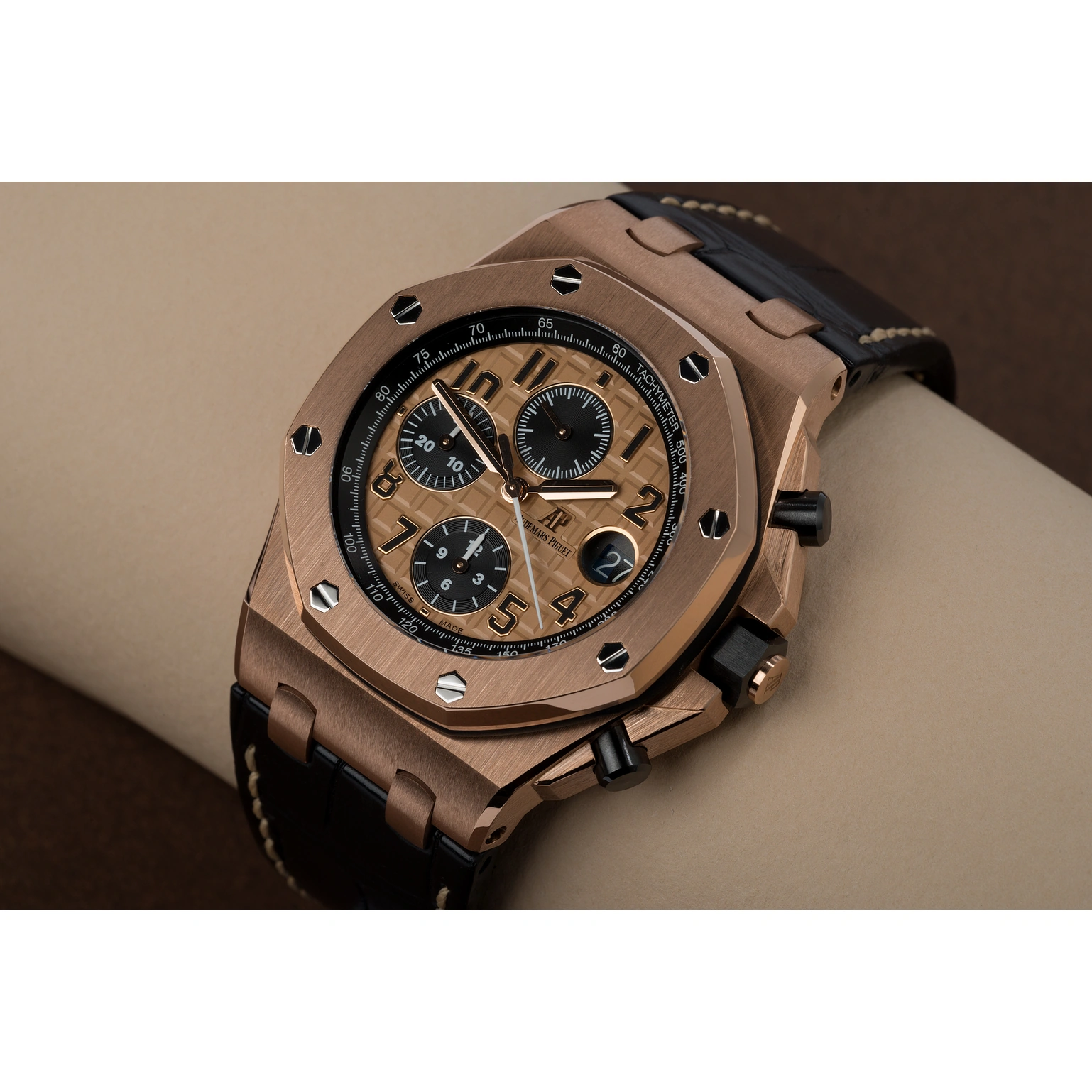 Audemars Piguet Watch For Men - Royal Oak Offshore Chronograph, Rose Gold on Alligator Strap