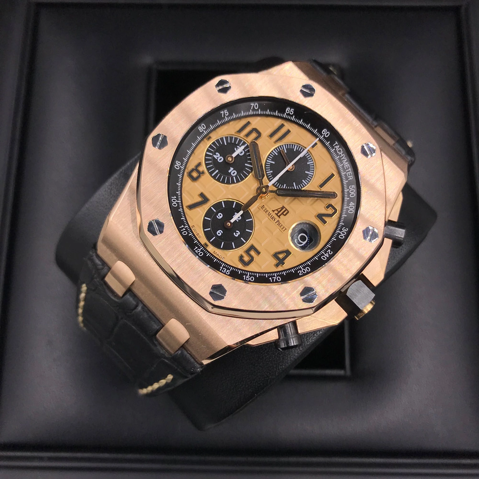 Audemars Piguet Watch For Men - Royal Oak Offshore Chronograph, Rose Gold on Alligator Strap
