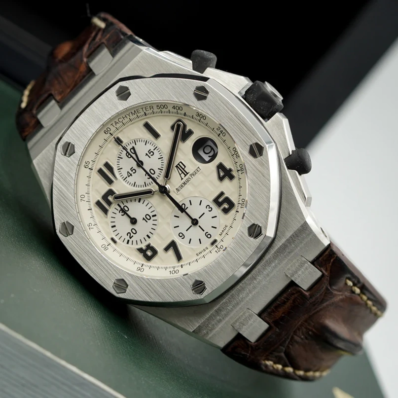 Audemars Piguet Watch For Men - Royal Oak Offshore Chronograph, Steel on Rubber-Alligator Strap