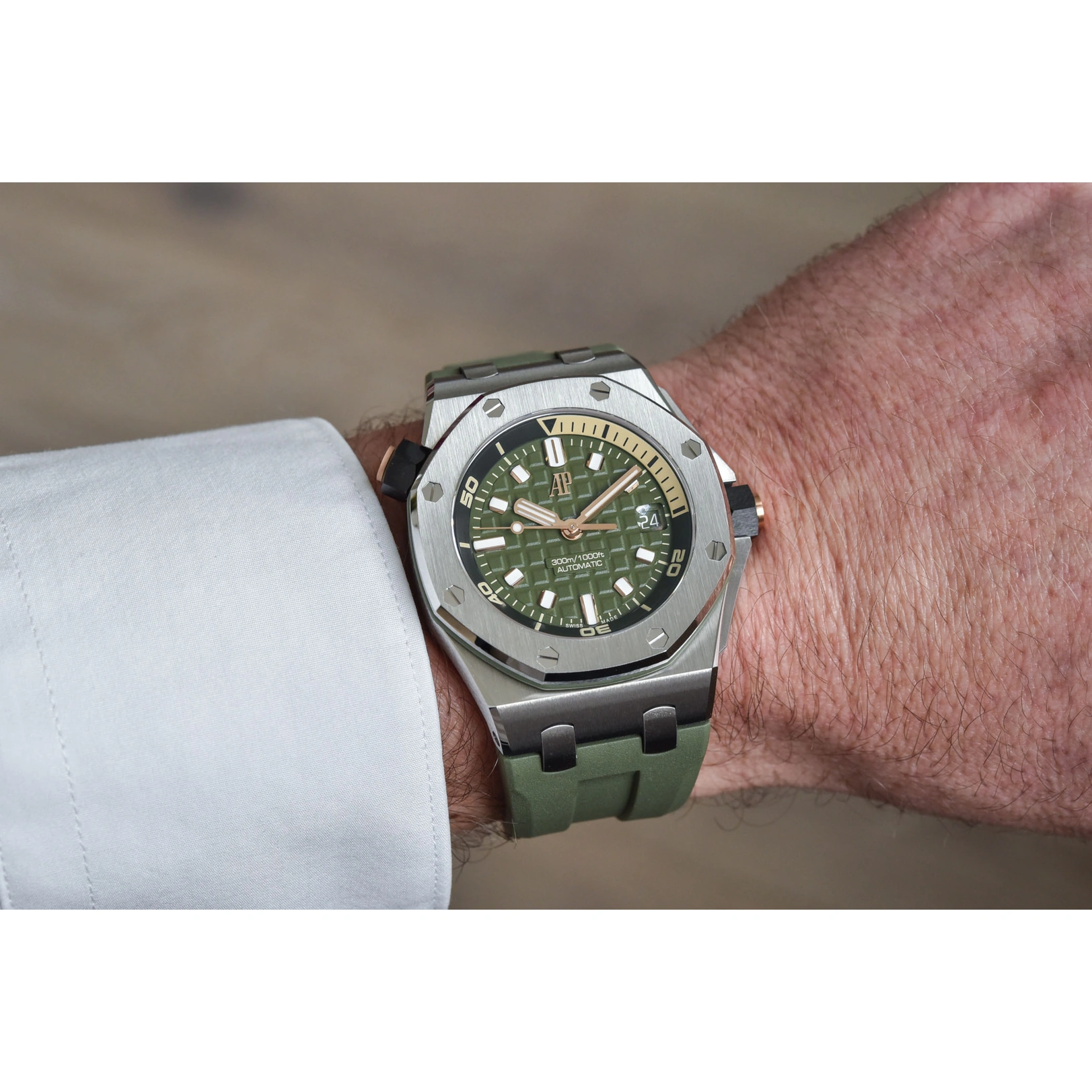 Audemars Piguet Watch For Men - Royal Oak Offshore Diver, 42 mm, Khaki Dial