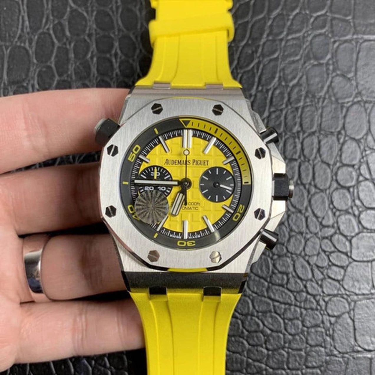 Audemars Piguet Watch For Men - Royal Oak Offshore Diver, Steel, Yellow Dial