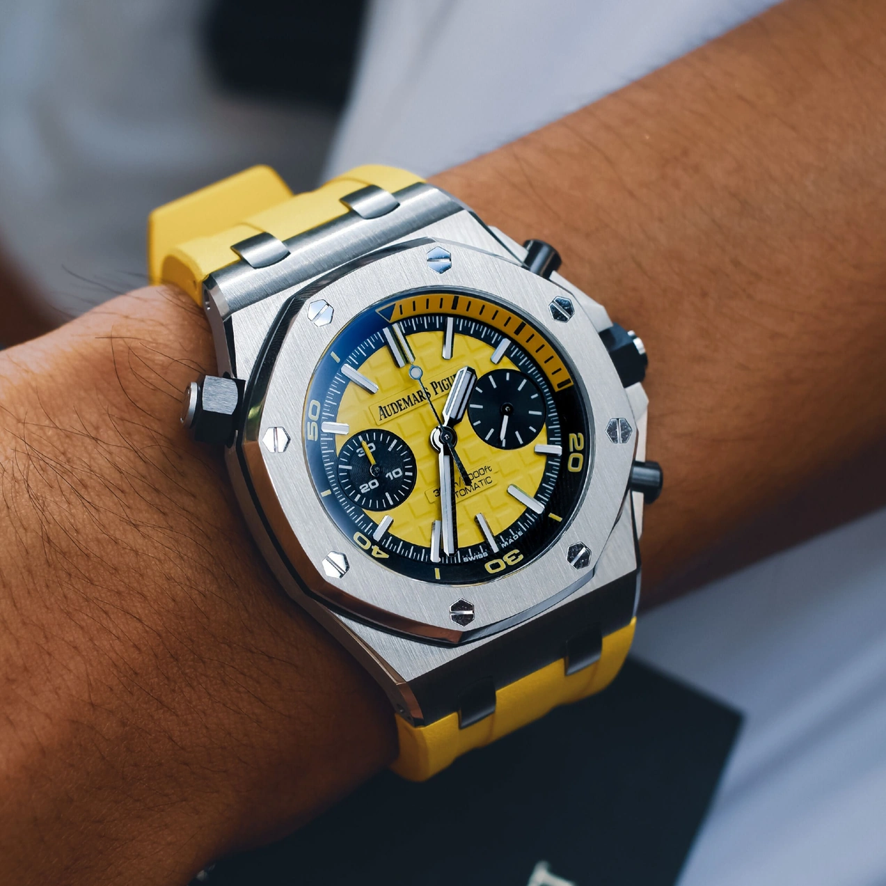 Audemars Piguet Watch For Men - Royal Oak Offshore Diver, Steel, Yellow Dial