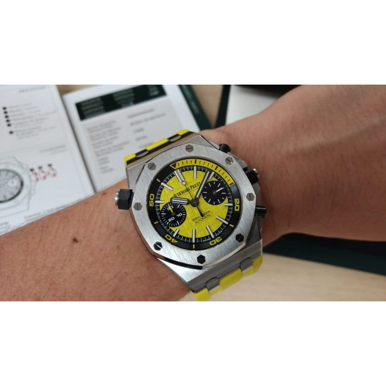 Audemars Piguet Watch For Men - Royal Oak Offshore Diver, Steel, Yellow Dial