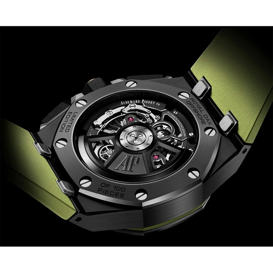Audemars Piguet Watch For Men - Royal Oak Offshore Selfwinding Flying Tourbillon Chronograph, Black Ceramic, Black-Green Dial