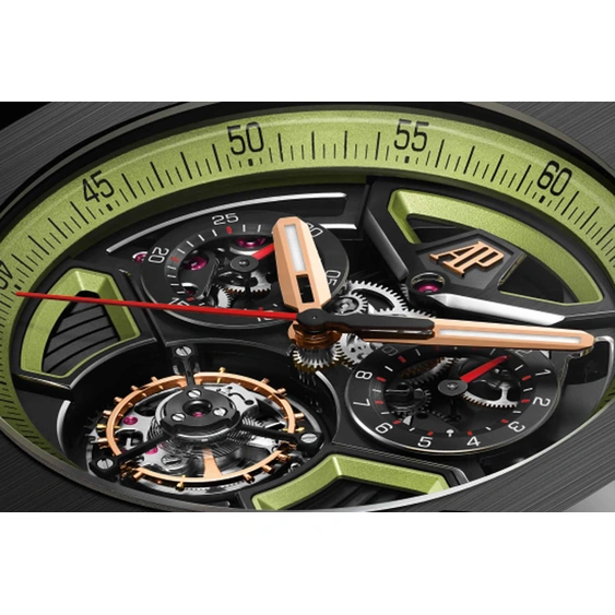 Audemars Piguet Watch For Men - Royal Oak Offshore Selfwinding Flying Tourbillon Chronograph, Black Ceramic, Black-Green Dial