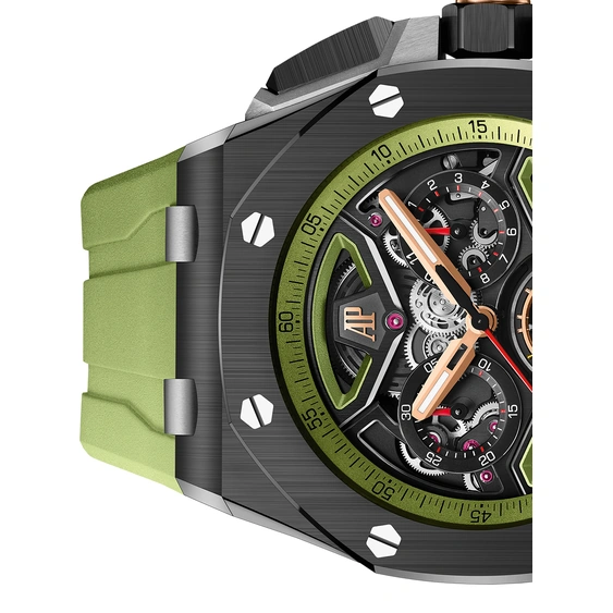 Audemars Piguet Watch For Men - Royal Oak Offshore Selfwinding Flying Tourbillon Chronograph, Black Ceramic, Black-Green Dial