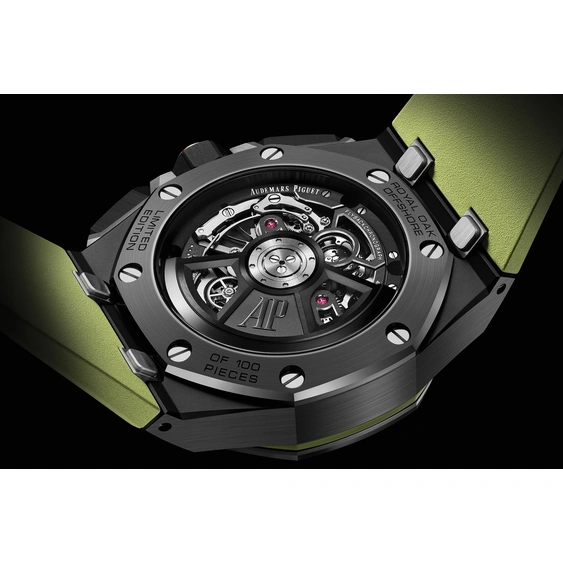 Audemars Piguet Watch For Men - Royal Oak Offshore Selfwinding Flying Tourbillon Chronograph, Black Ceramic, Black-Green Dial